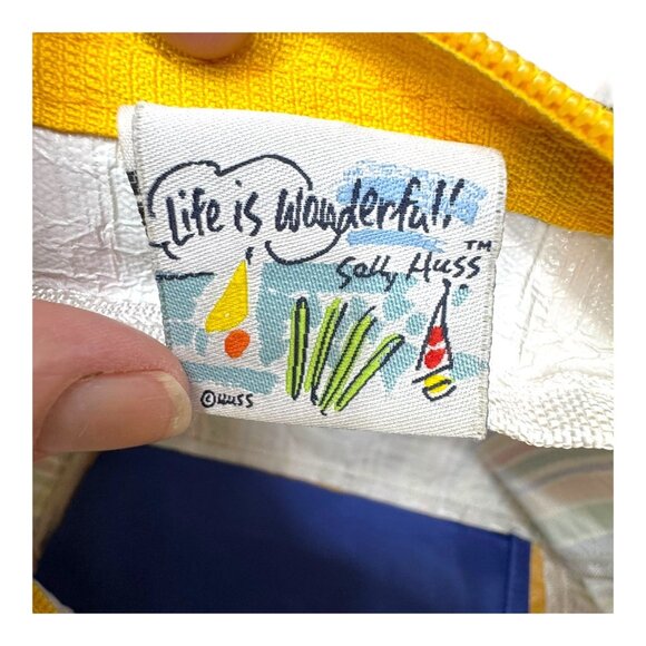 Colorful Whimsical Tropical Fish Beach Large Tote Sally Huss Y2K Striped READ - Picture 4 of 10